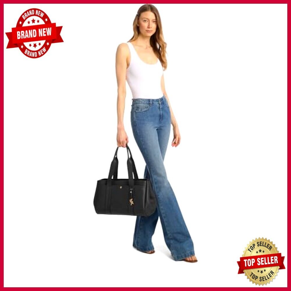 Large Leather Tote Bag with Gold Hardware, Spacious Everyday Carryall - Picture 3 of 3